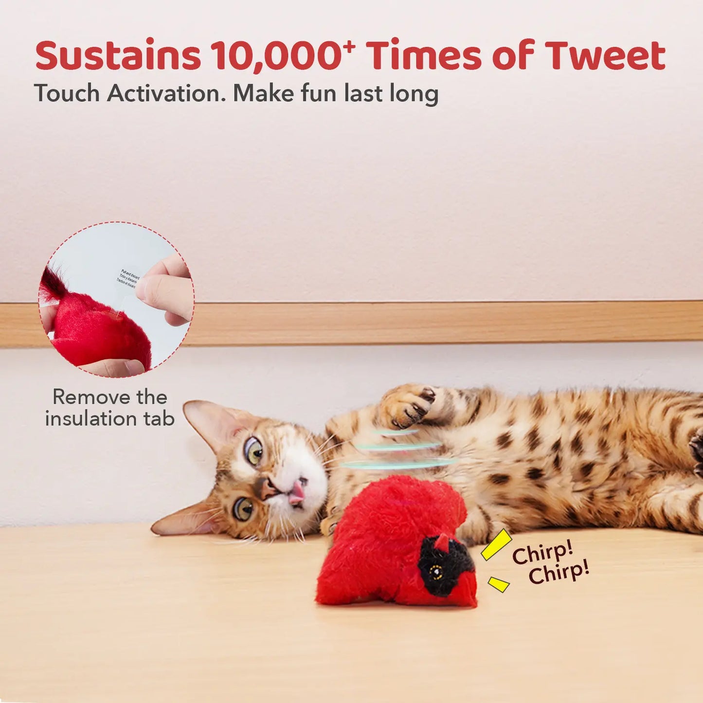 Potaroma Chirping Birds Cat Toys with Silvervine - Interactive Kicker Set for Indoor Kittens, 2 Pieces