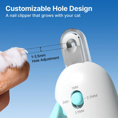 Potaroma Adjustable Cat Nail Clipper with Integrated Nail File | Safe Trimmer for Kittens and Indoor Cats | Anti-Splash Claw Cutter for Pet Grooming (Blue)
