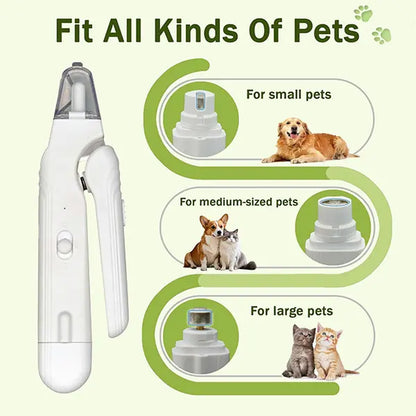 Summervibes Professional 2-in-1 Pet Nail Clipper and Grinder - Ultra Quiet Rechargeable Electric Nail Trimmer for Dogs and Cats of All Sizes