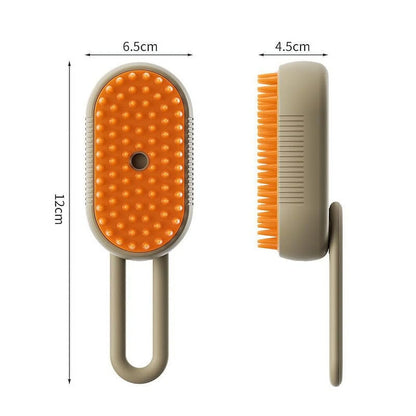 3-in-1 Self-Cleaning Cat Steam Brush for Massaging and Removing Tangled and Loose Hair (White)