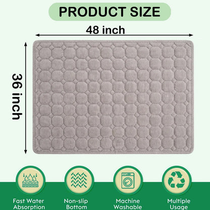 Extra Large Dog Crate Mat - 48" x 36" Washable Corduroy Kennel Mat with Anti-Slip Bottom and Durable Hemming