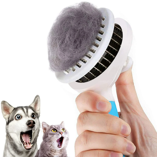Self-Cleaning Deshedding Brush for Cats and Dogs - Effective Tool for Undercoat, Mats, Knots, and Flakes Suitable for All Hair Lengths