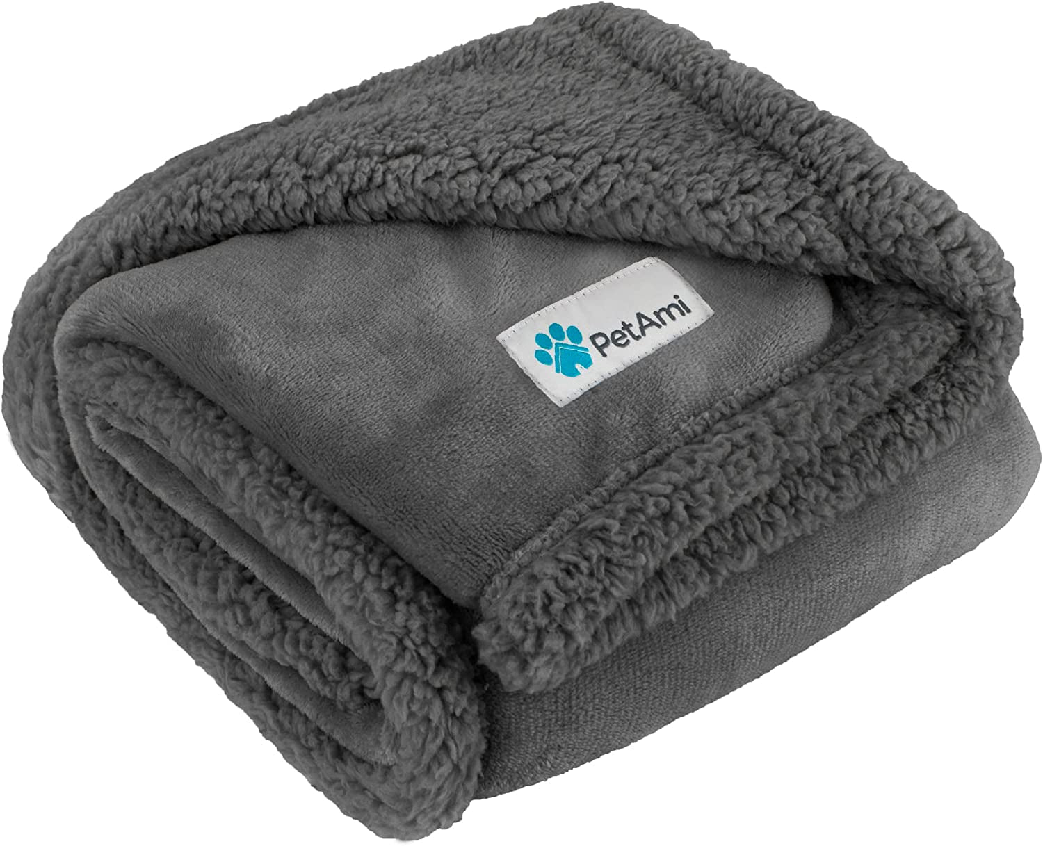 Extra Large Dog Blanket for Beds, Plush Reversible Fleece and Sherpa Furniture Protector for Large Dogs, Washable Twin Size 60x80 in Solid Dark Gray
