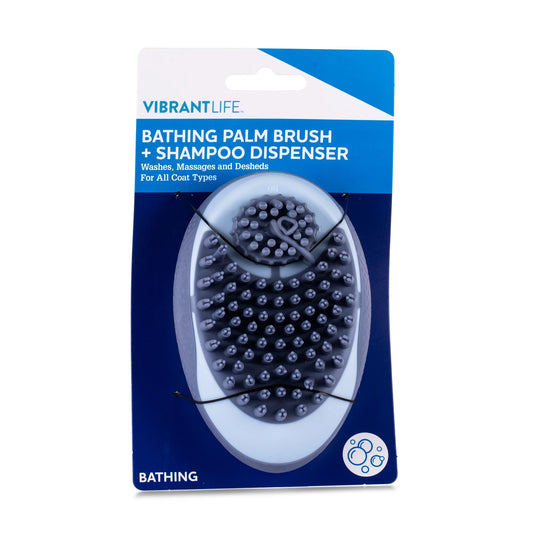 Bathing Palm Dog Brush with Integrated Shampoo Dispenser | Professional Dog Grooming Tool