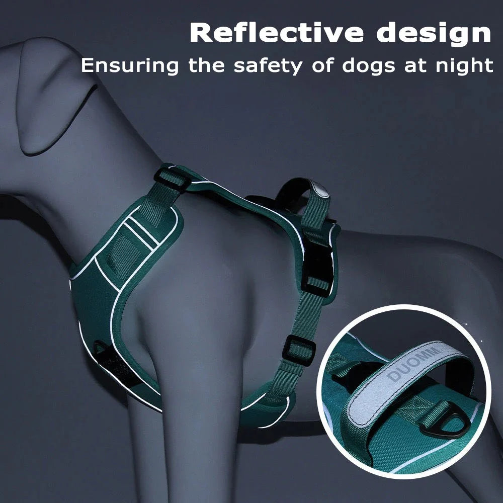 Premium Oxford Dog Harness and Leash Set with Airtag Holder - Breathable, Durable, and Reflective (Medium)