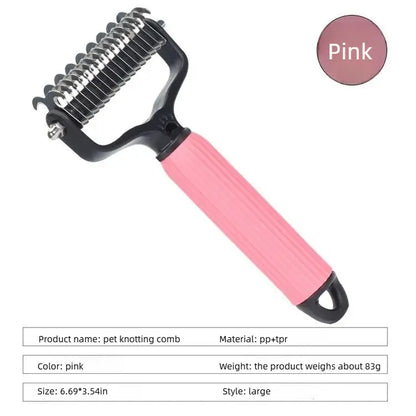 Professional Pet Grooming Tool: Universal Detangling Comb for Dogs with Stainless Steel Double-Sided Design for Effective Shedding Removal and Matted Hair Management.