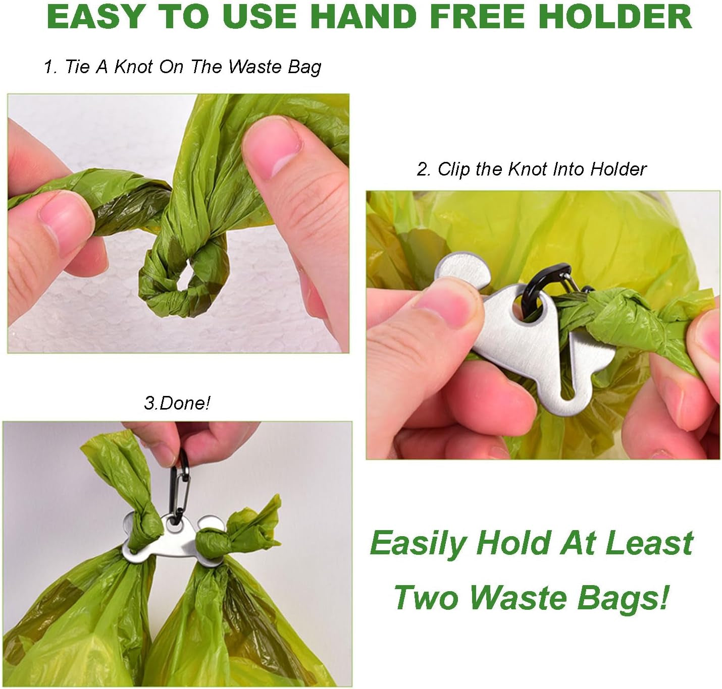 Pet Waste Bag Dispenser - Soft Fabric Zippered Holder for Dog Waste Bags with Leash Attachment - 2-Pack in Purple and Black