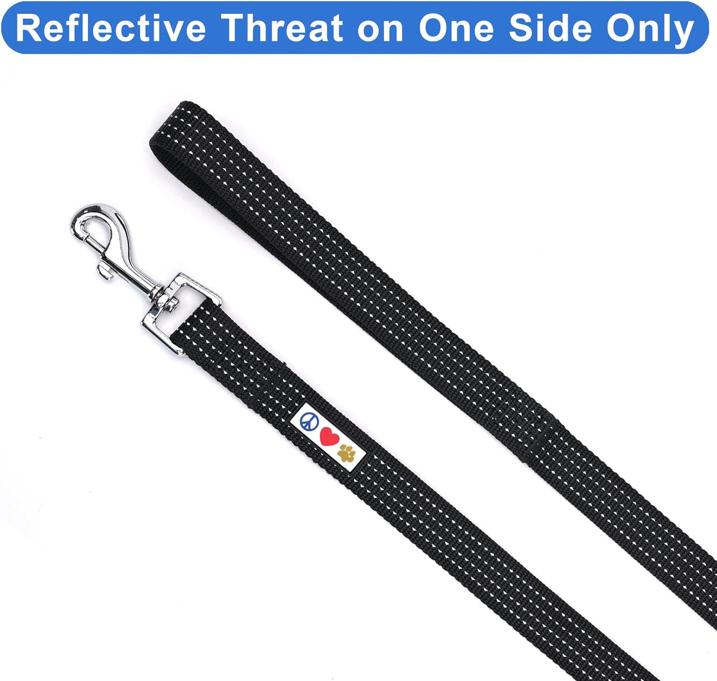 Reflective Lightweight 6 Ft Black Dog Leash for Small Dogs and Puppies - Durable Design