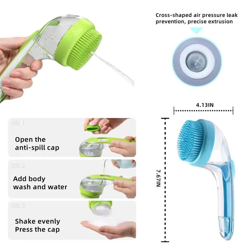 Summervibes 2-in-1 Pet Bath and Grooming Brush with Built-in Shampoo Dispenser for Effortless Bathing and Soft Massage for Dogs and Cats