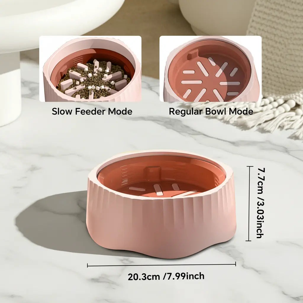 2-in-1 Slow Feeder Dog Bowl - 20.3cm Large Snowflake Maze Puzzle Bowl for Fast Eaters, Features Removable Insert, Dual Feed Modes, Durable Design, Easy to Clean, Promotes Healthy Digestion, Suitable for Cats and Dogs