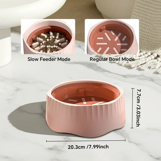 2-in-1 Slow Feeder Dog Bowl - 20.3cm Large Snowflake Maze Puzzle Bowl for Fast Eaters, Features Removable Insert, Dual Feed Modes, Durable Design, Easy to Clean, Promotes Healthy Digestion, Suitable for Cats and Dogs