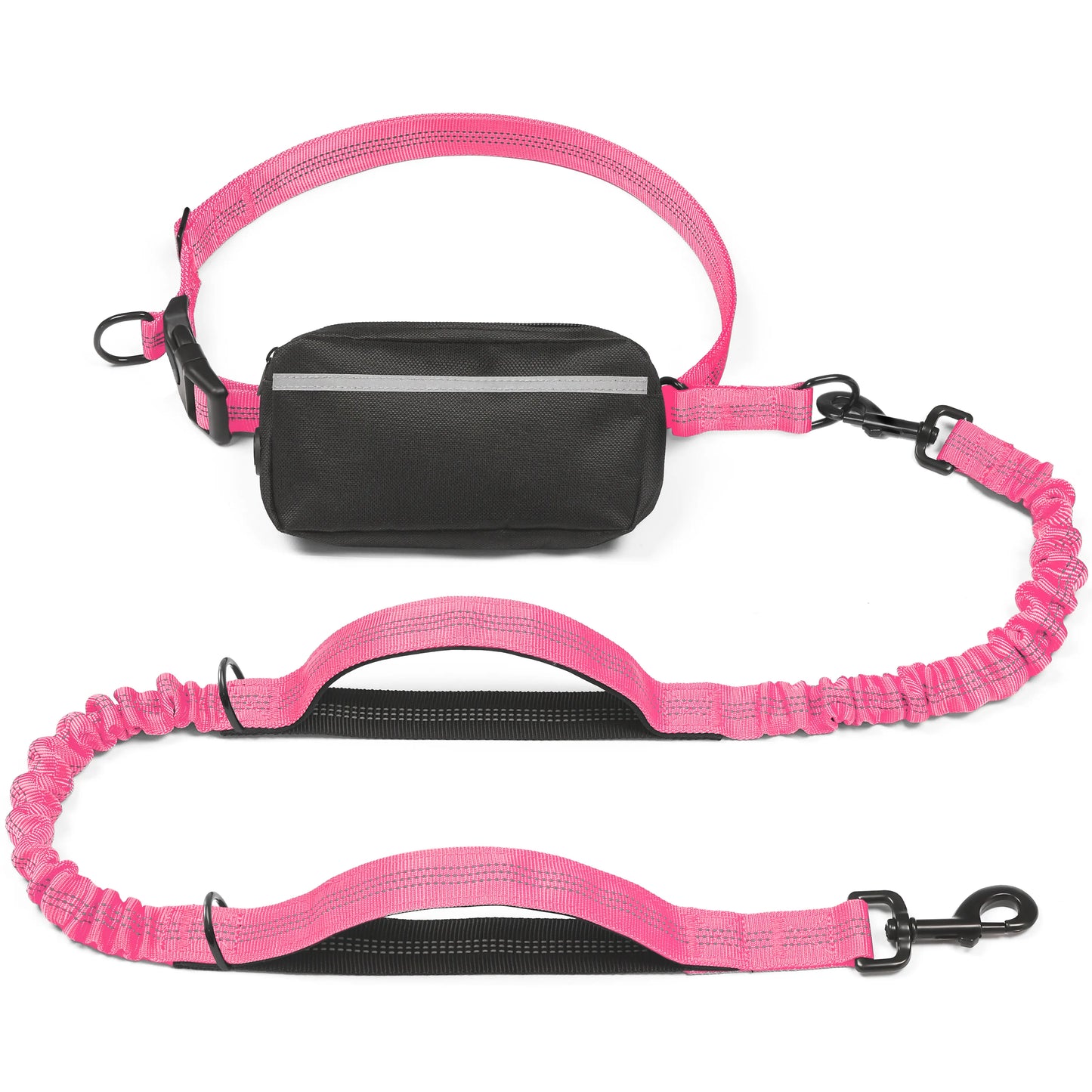 Iyoshop Hands-Free Dog Leash with Zipper Pouch, Dual Padded Handles, and Durable Bungee for Walking, Jogging, and Running