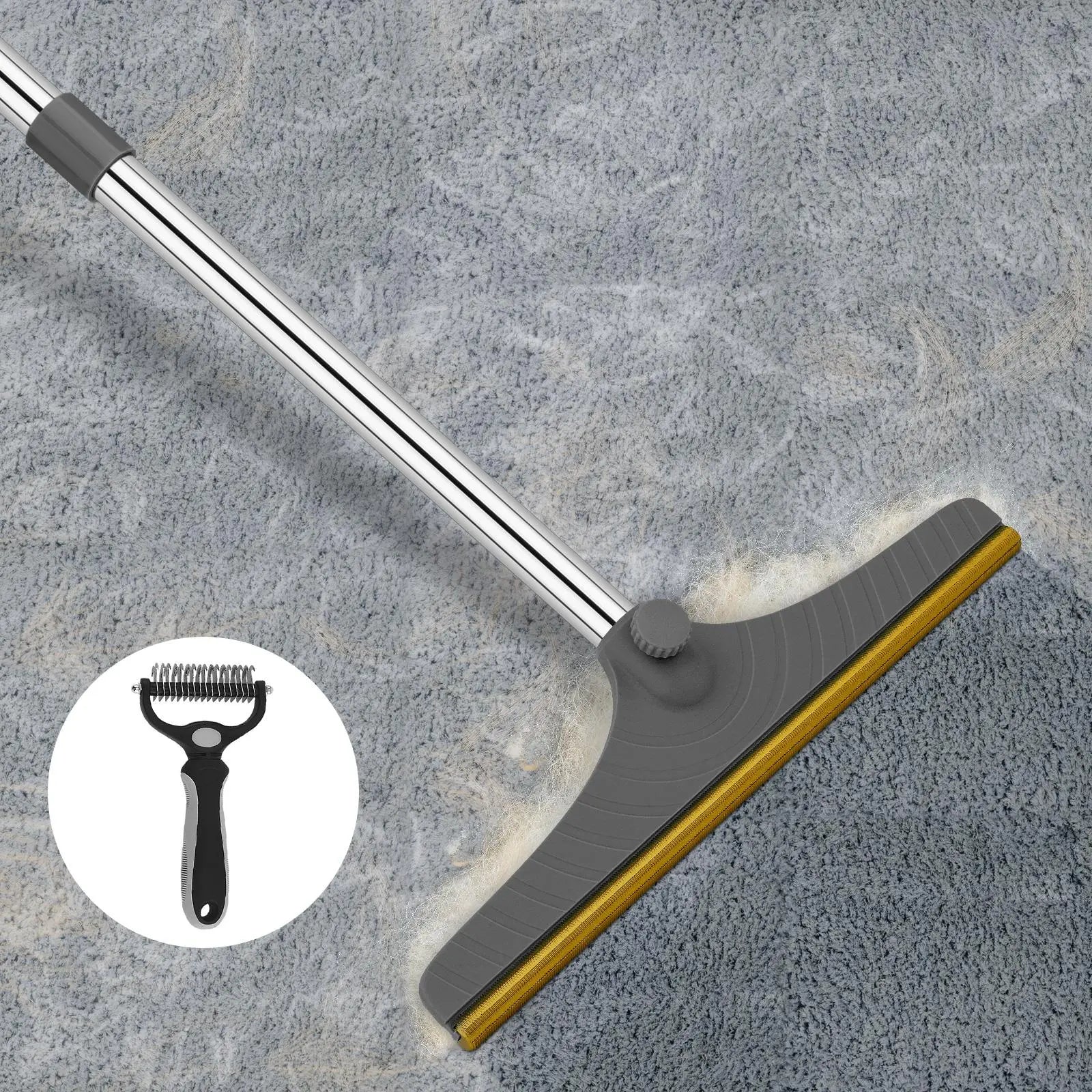 Adjustable Cat Hair Remover and Cleaning Brush with Hanging Ring, Ideal for Carpets and Floors, Perfect Valentine’s Day Gift