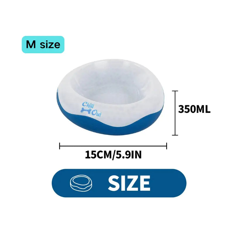All for Paws Chill Out Large 500ml Cooler Food Bowl - Blue and White Pet Dish for Food Cooling