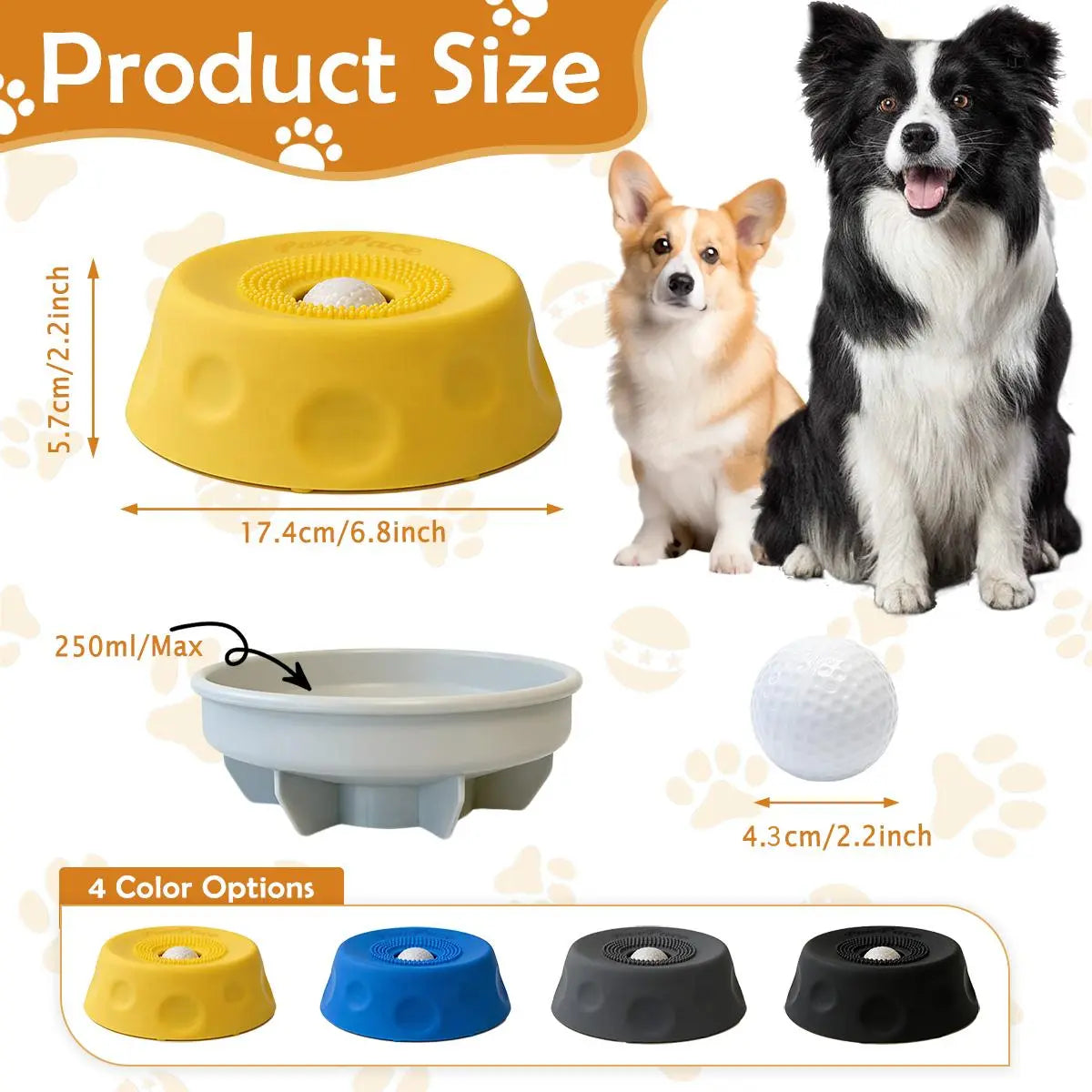 Pawpace Multi-Purpose Dog Bowl - Buy 1 Get 1 Free, Liquid Slow Feeder and Lick Bowl with Ball, Oral Hygiene and Tongue Cleaning, 8 Suction Cups, Mess-Free Liquid Treat Enrichment for Dogs