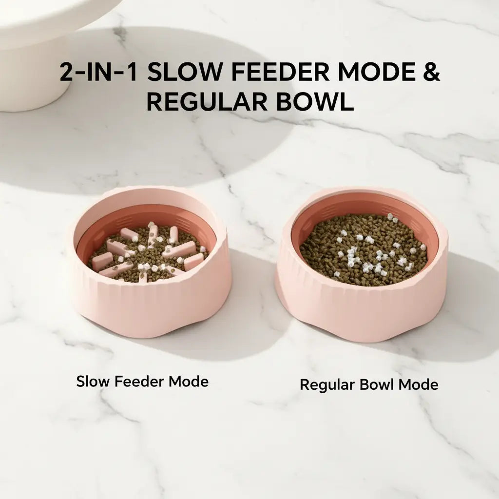 2-in-1 Slow Feeder Dog Bowl - 20.3cm Large Snowflake Maze Puzzle Bowl for Fast Eaters, Features Removable Insert, Dual Feed Modes, Durable Design, Easy to Clean, Promotes Healthy Digestion, Suitable for Cats and Dogs