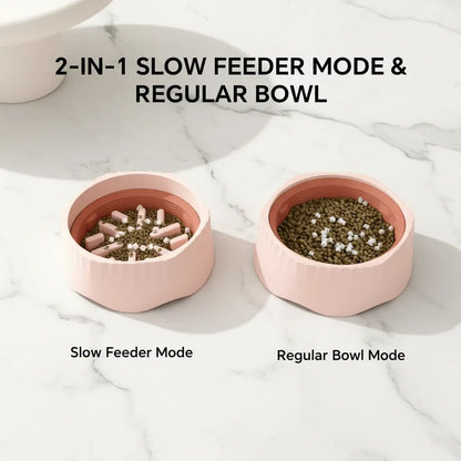 2-in-1 Slow Feeder Dog Bowl - 20.3cm Large Snowflake Maze Puzzle Bowl for Fast Eaters, Features Removable Insert, Dual Feed Modes, Durable Design, Easy to Clean, Promotes Healthy Digestion, Suitable for Cats and Dogs