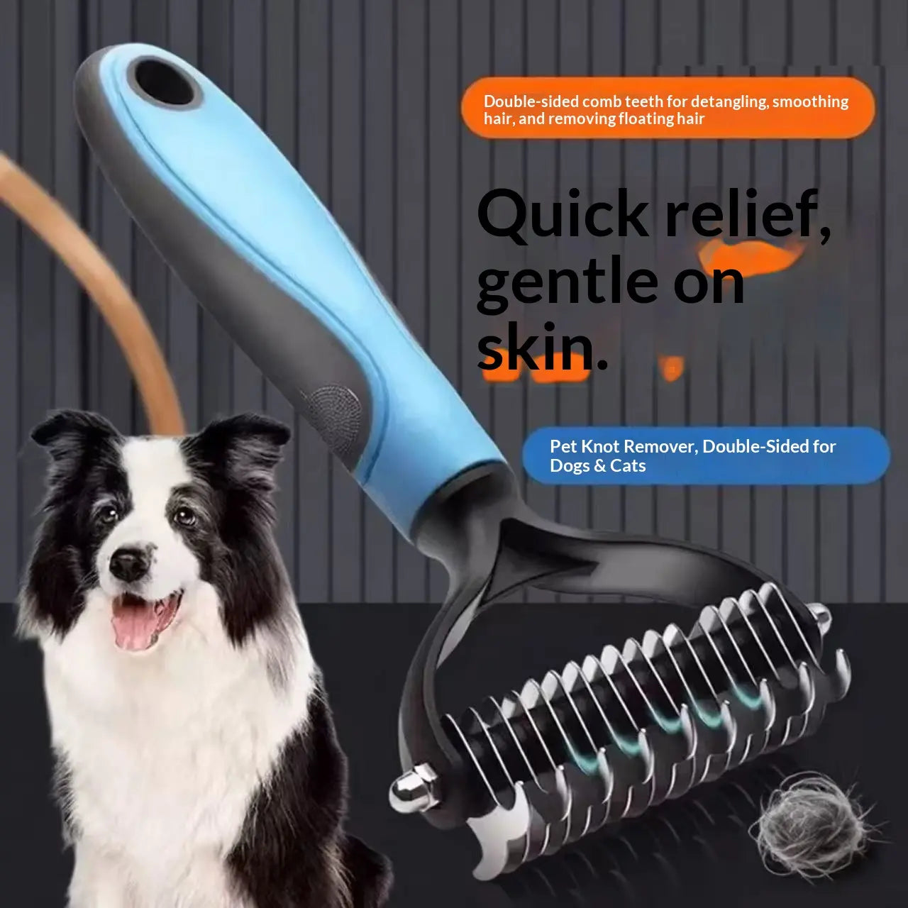Pain-Free Dematting Undercoat Rake for Pets - Double-Sided Shedding Brush and Tangle Remover Tool for Dogs and Cats, Reduces Loose Hair and Mats Effortlessly
