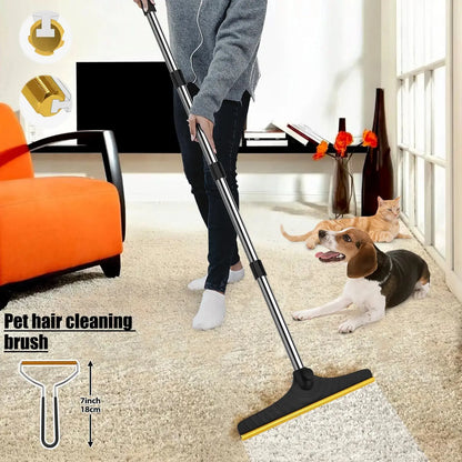 Adjustable Cat Hair Remover and Cleaning Brush with Hanging Ring, Ideal for Carpets and Floors, Perfect Valentine’s Day Gift