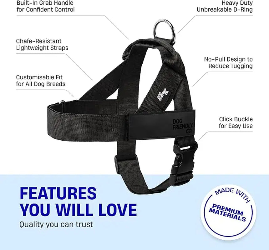 Dog Friendly Co. No-Pull Harness - Adjustable, Lightweight, and Comfortable Design for All Dogs - Chafe-Resistant Straps for Enhanced Safety and Security