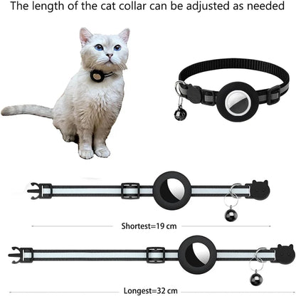 Premium Breakaway Airtag Cat Collar with Reflective Strip – Lightweight and Adjustable for Kittens, Featuring Safety Release Buckle and Bell