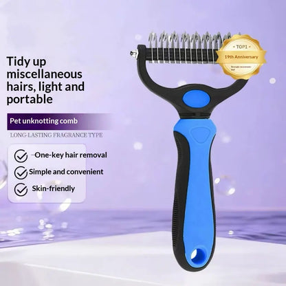 Pain-Free Dematting Undercoat Rake for Pets - Double-Sided Shedding Brush and Tangle Remover Tool for Dogs and Cats, Reduces Loose Hair and Mats Effortlessly