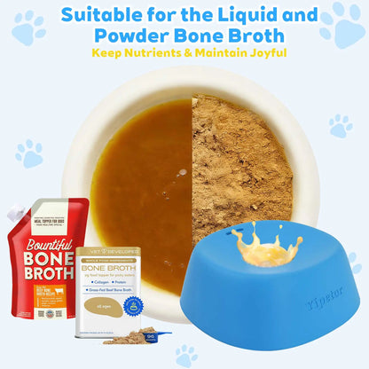 Yipetor Slow Feeder Dog Bowl with Built-In Rolling Ball for Liquid Treats - No Spill Bone Broth and Multi-Purpose Puppy Yogurt Feeder for All Breeds Dietary Supplement and Post-Op Nutrition