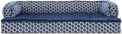 Orthopedic Dog Bed for Medium and Small Breeds with Removable Bolsters and Washable Cover - Suitable for Dogs up to 35 lbs - Plush Woven Couch Sofa in Diamond Blue, Medium Size