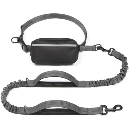 Iyoshop Hands-Free Dog Leash with Zipper Pouch, Dual Padded Handles, and Durable Bungee for Walking, Jogging, and Running
