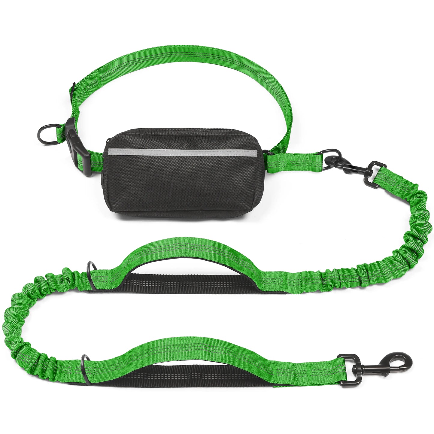 Iyoshop Hands-Free Dog Leash with Zipper Pouch, Dual Padded Handles, and Durable Bungee for Walking, Jogging, and Running