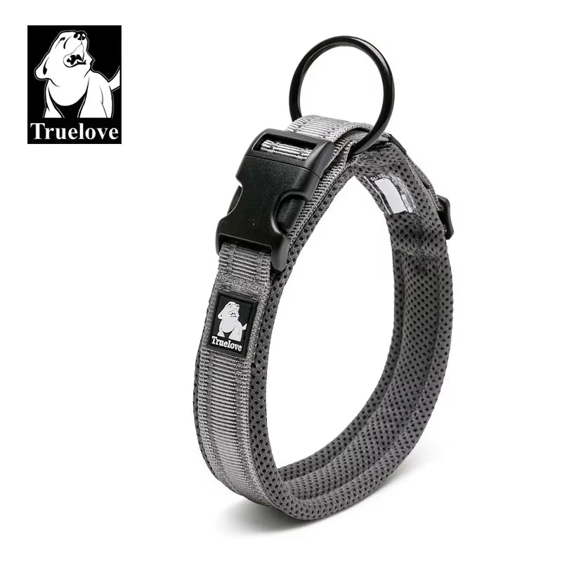Adjustable Mesh Padded Reflective Nylon Dog Collar - Durable Heavy Duty Design for All Breeds and Weather Conditions, Available in 8 Sizes