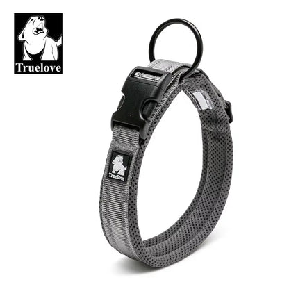 Adjustable Mesh Padded Reflective Nylon Dog Collar - Durable Heavy Duty Design for All Breeds and Weather Conditions, Available in 8 Sizes