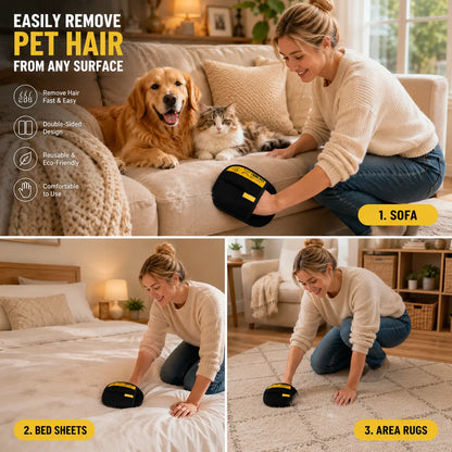 YOMI PET Electrostatic Hair Removal Gloves - Dual-Sided Brush for Effective Grooming and Cleaning of Cat and Dog Hair