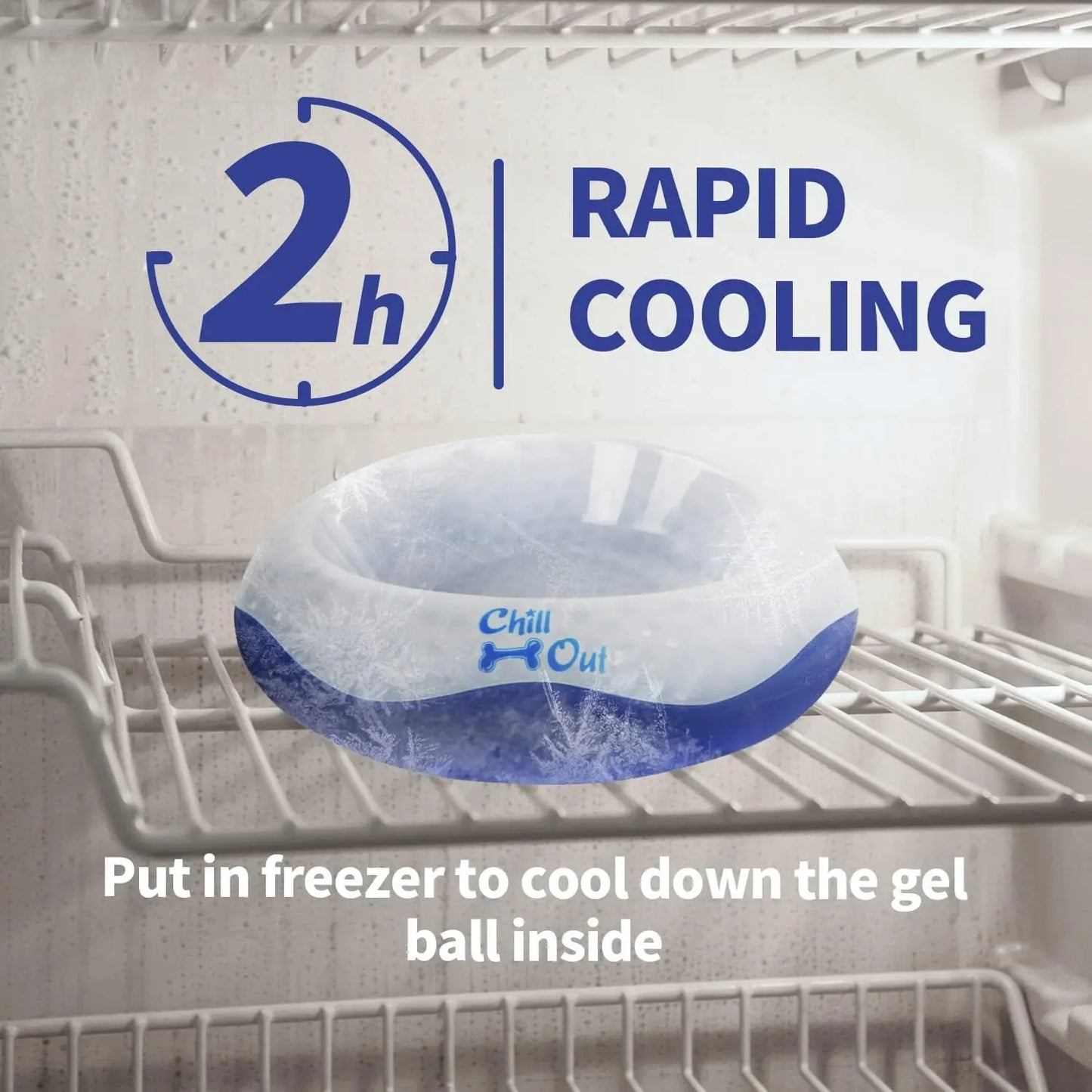 All for Paws Chill Out Large 500ml Cooler Food Bowl - Blue and White Pet Dish for Food Cooling