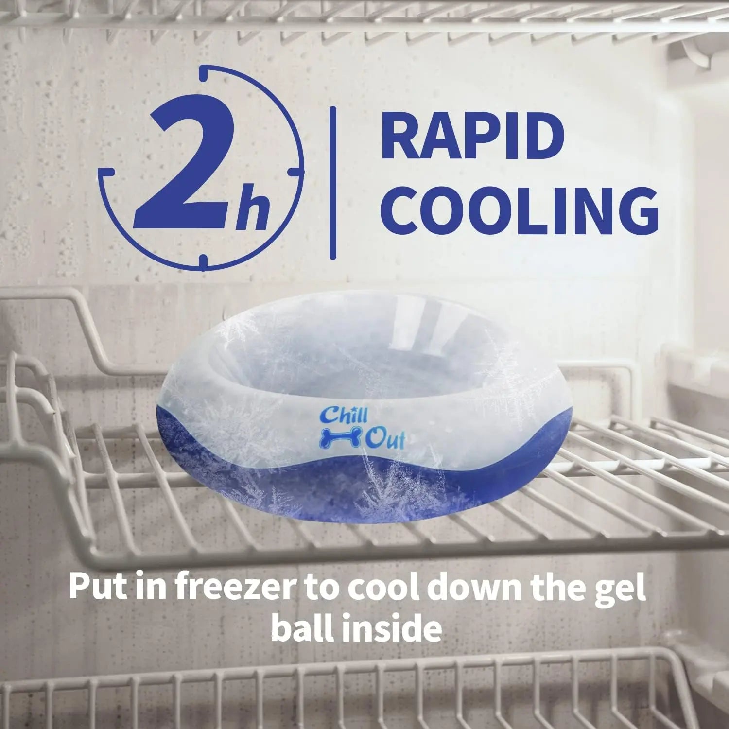 All for Paws Chill Out Large 500ml Cooler Food Bowl - Blue and White Pet Dish for Food Cooling