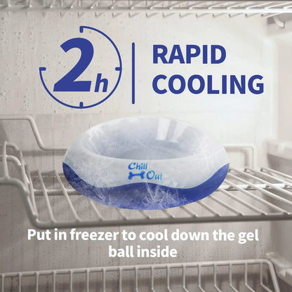 All for Paws Chill Out Large 500ml Cooler Food Bowl - Blue and White Pet Dish for Food Cooling