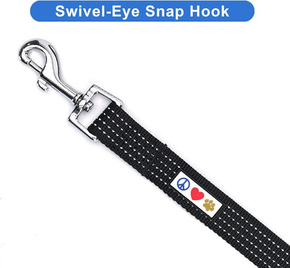 Reflective Lightweight 6 Ft Black Dog Leash for Small Dogs and Puppies - Durable Design
