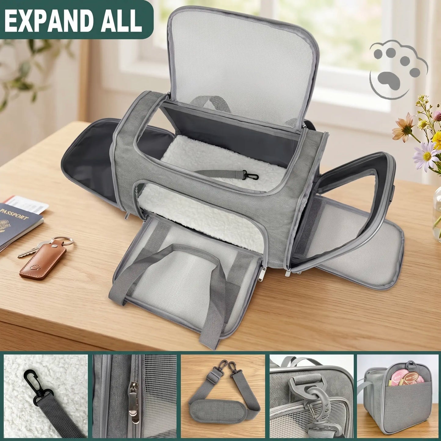 Premium Portable Pet Carrier for Large Cats and Small Dogs, Airline-Approved Soft Travel Case with Breathable Mesh, Foldable Design for Outdoor, Car, and Airplane Use