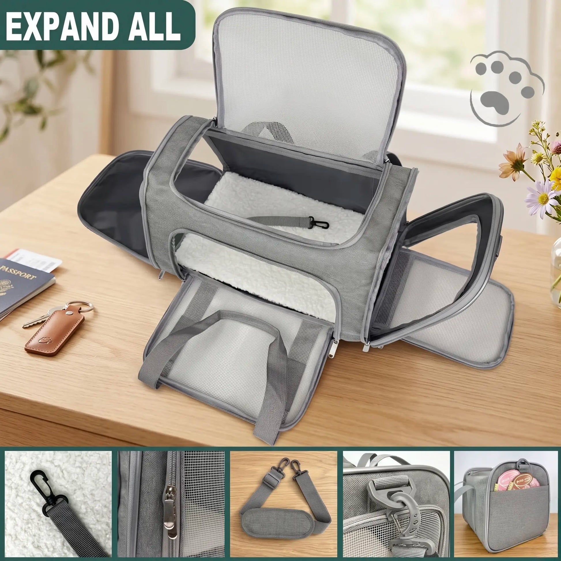 Premium Portable Pet Carrier for Large Cats and Small Dogs, Airline-Approved Soft Travel Case with Breathable Mesh, Foldable Design for Outdoor, Car, and Airplane Use