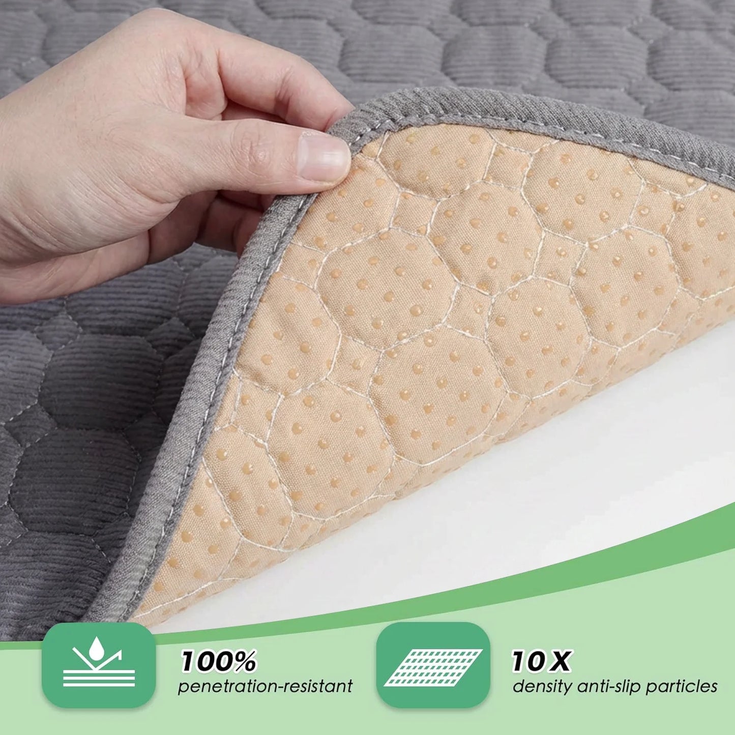 Extra Large Dog Crate Mat - 48" x 36" Washable Corduroy Kennel Mat with Anti-Slip Bottom and Durable Hemming
