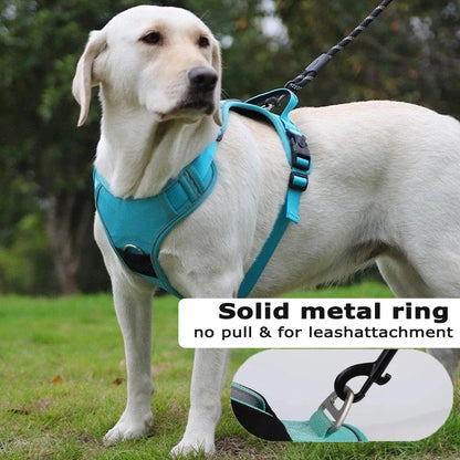 Premium Oxford Dog Harness and Leash Set with Airtag Holder - Breathable, Durable, and Reflective (Medium)