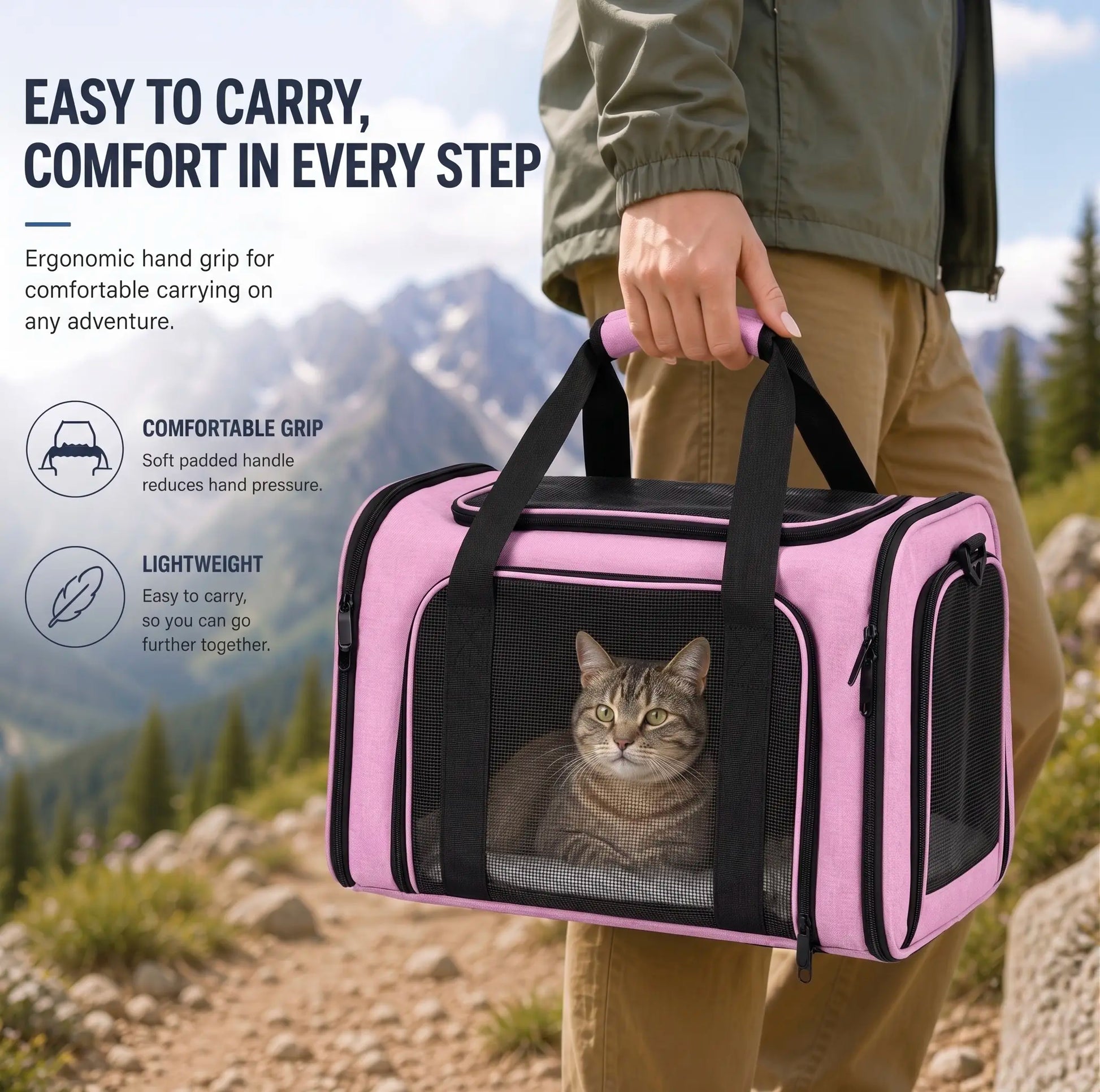 Premium Portable Pet Carrier for Large Cats and Small Dogs, Airline-Approved Soft Travel Case with Breathable Mesh, Foldable Design for Outdoor, Car, and Airplane Use