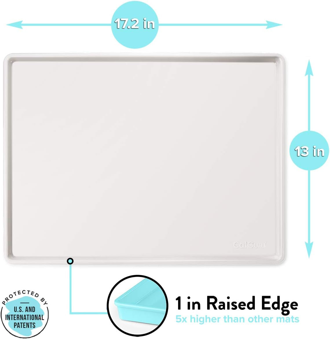 Cat Food Mat - Waterproof Silicone Feeding Tray for Small and Large Pets, Non-Slip Design, Easy to Clean (Hard Tray, Marshmallow)