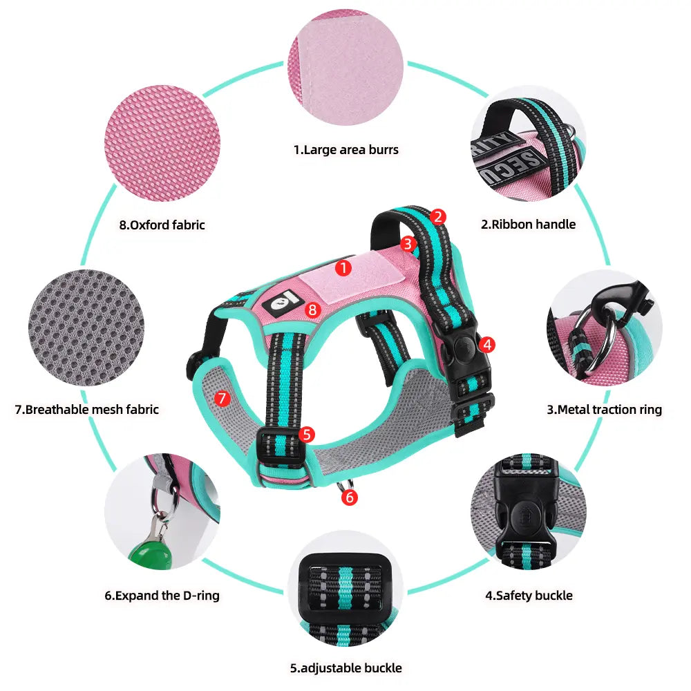 Premium Anti-Pull Dog Harness with Soft Padding, Reflective Design, and Adjustable Fit for Easy On/Off - Perfect for Walking and Training Small, Medium, and Large Dogs