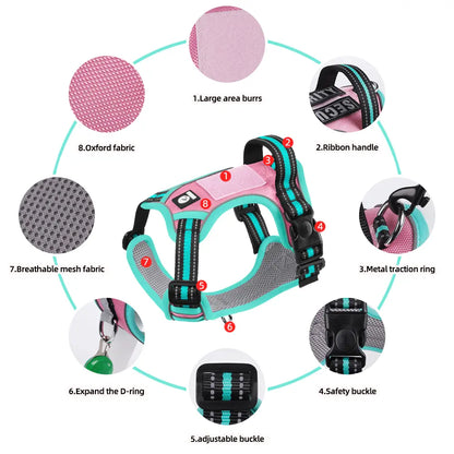 Premium Anti-Pull Dog Harness with Soft Padding, Reflective Design, and Adjustable Fit for Easy On/Off - Perfect for Walking and Training Small, Medium, and Large Dogs