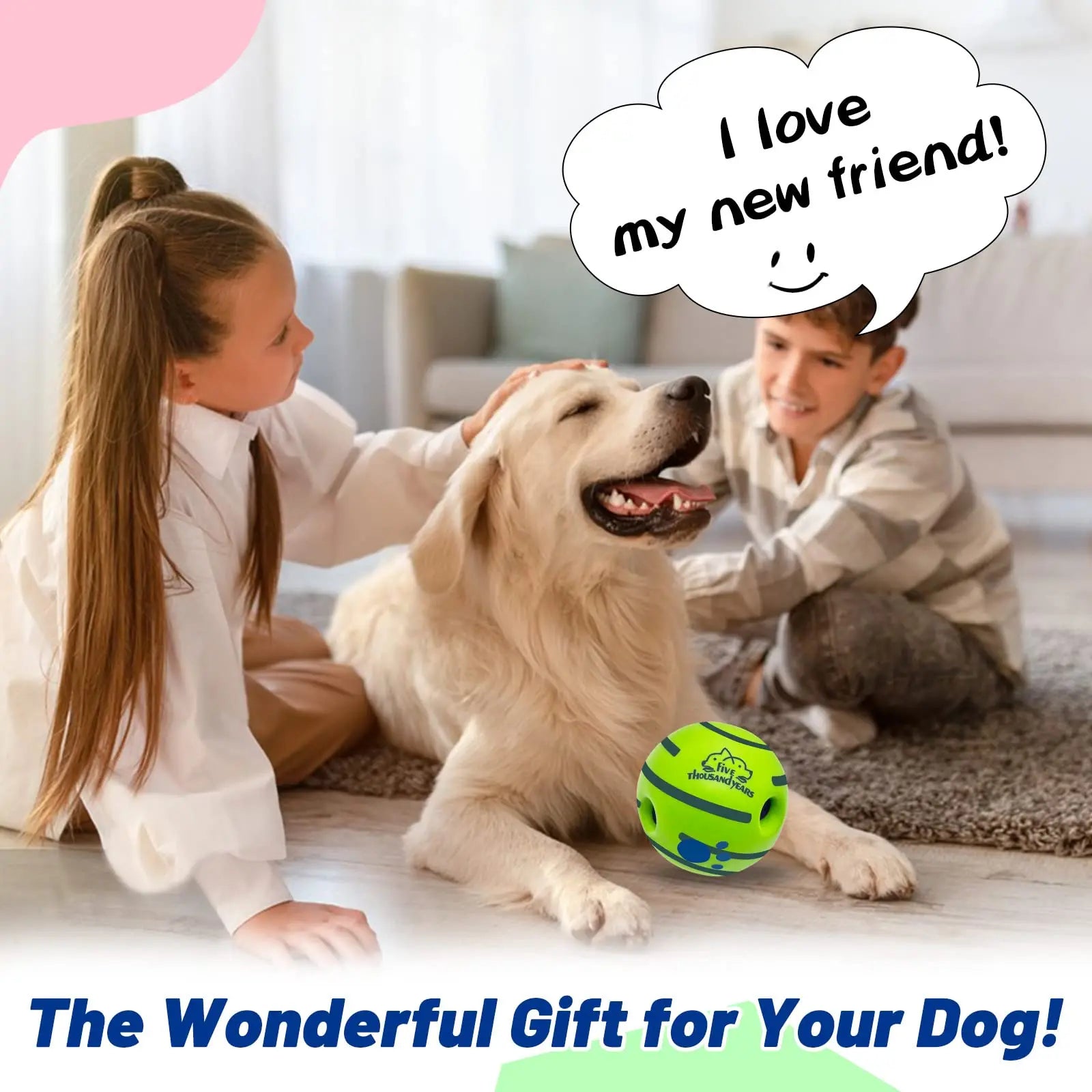 Durable Interactive Dog Toy Ball - Squeaky Wag Ball for Training and Play, Ideal Gift for Pets for Any Occasion