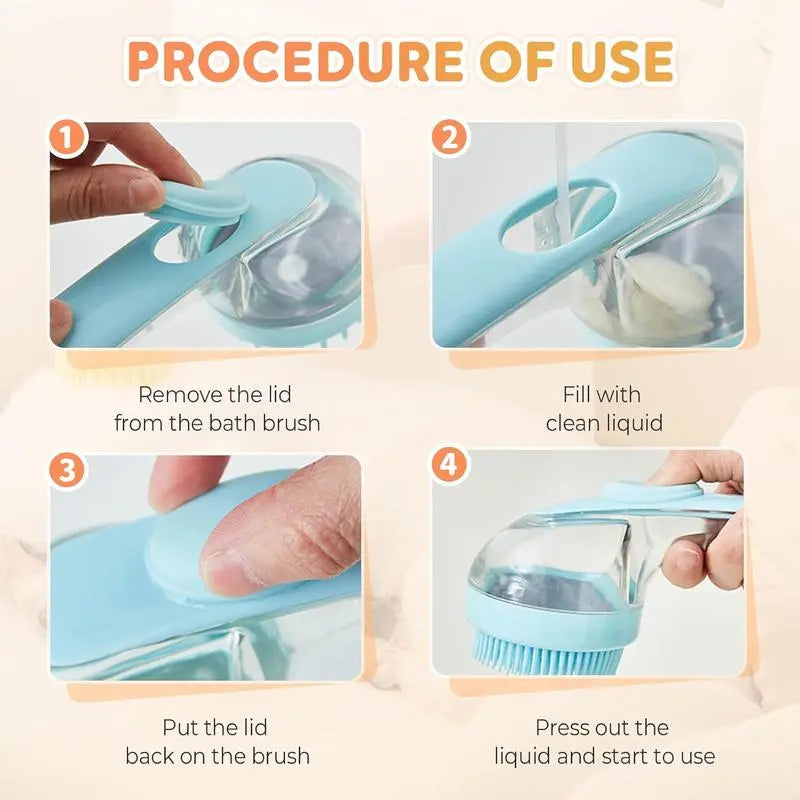 Summervibes 2-in-1 Pet Bath and Grooming Brush with Built-in Shampoo Dispenser for Effortless Bathing and Soft Massage for Dogs and Cats