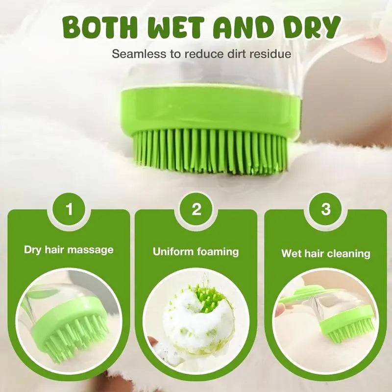 Summervibes 2-in-1 Pet Bath and Grooming Brush with Built-in Shampoo Dispenser for Effortless Bathing and Soft Massage for Dogs and Cats