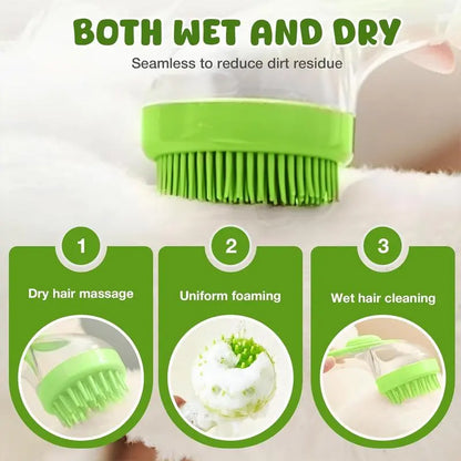 Summervibes 2-in-1 Pet Bath and Grooming Brush with Built-in Shampoo Dispenser for Effortless Bathing and Soft Massage for Dogs and Cats