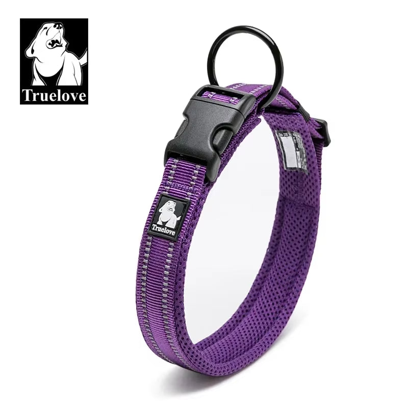 Adjustable Mesh Padded Reflective Nylon Dog Collar - Durable Heavy Duty Design for All Breeds and Weather Conditions, Available in 8 Sizes